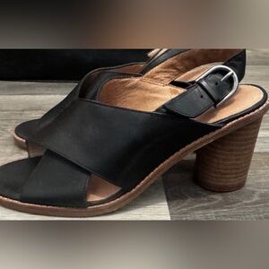 Madewell Black Leather Heeled Sandals